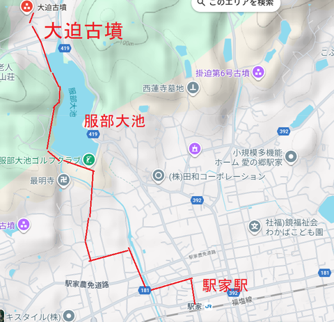 PNG 大迫古墳（福山市）個人宅　駅家駅から