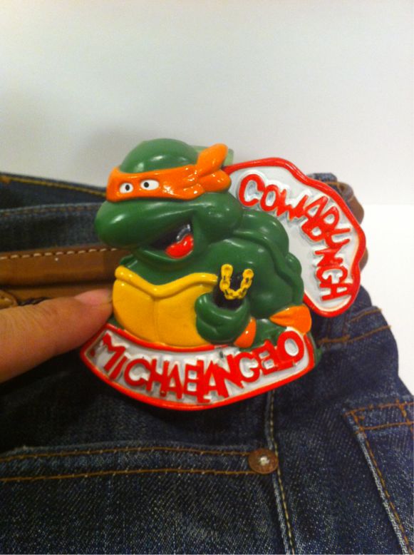 1989 Teenage Mutant Ninja Turtles Burger King Toy Rad Badge Michelangelo 
