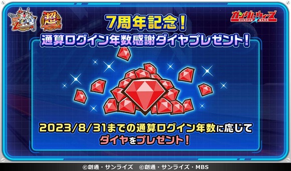 【CP】7周年記念！通算ログイン年数感謝ダイヤプレゼント (1)