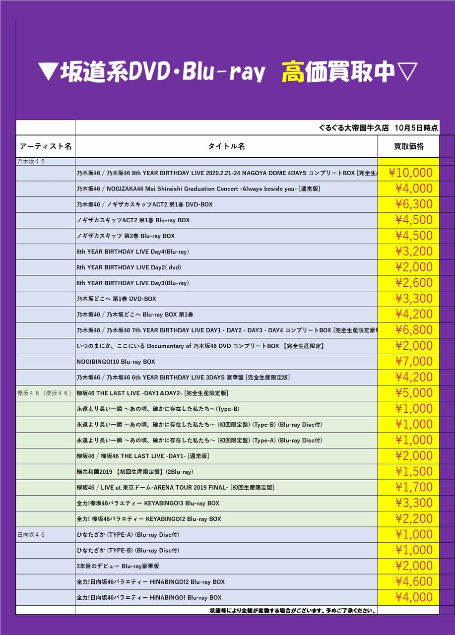 ライブDVD/Blu-ray】坂道/乃木坂46/欅坂46/櫻坂46 買います ...