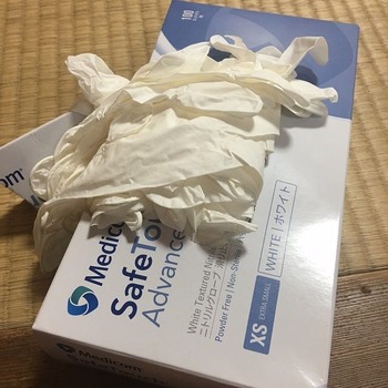 フチは若干それっぽいけど、どう見ても手袋やん