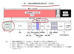 高齢者（夫婦無職世帯）の家計収入2018