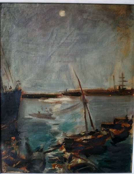油絵｢夜の港」 : gyu's shop blog