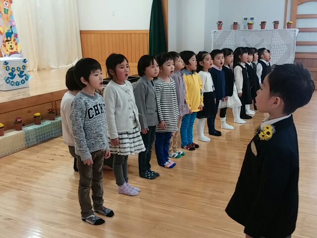卒園式 お別れの言葉 退場 八雲マリア幼稚園日記