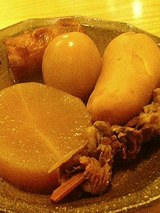 大根、玉子、じゃが芋、ちくわ、牛すじ
