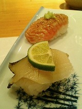鮨 海馬 あわび、とろ炙り