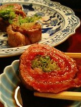 祇園 安参 牛肉のかいわれ巻き