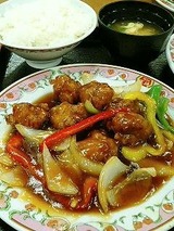 王将名谷店 酢豚+餃子セット