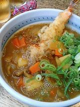 カレーうどんに海老天追加オーダー!
