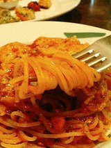カルボナイオ　アマトリチャーナのスパゲティ