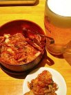食べ放題のキムチと生ビール