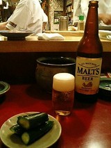 祇園 安参 ビールと付だし(お漬物)