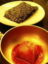 高矢禮 ご飯、焼海苔、白菜キムチ