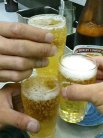ビールで乾杯。