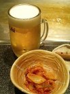 生ビールとキムチ