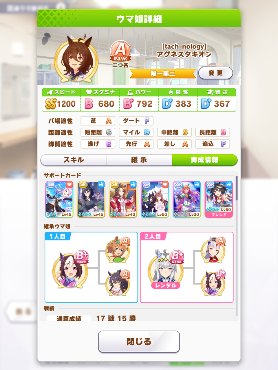 ウマ娘 最速のアグネスタキオン育成 ロマンティックおじさんのblog