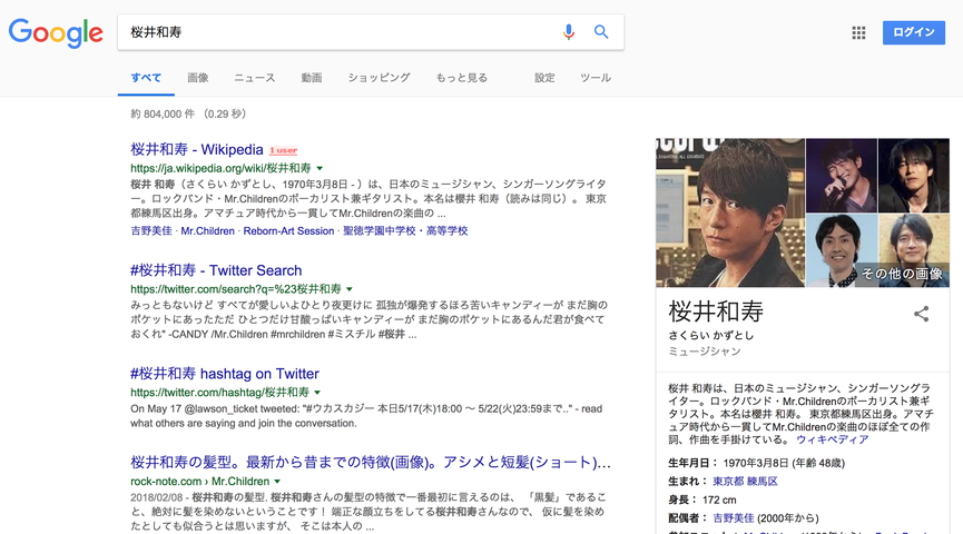ミスチル桜井和寿 Google検索結果になぜかアンガ田中が混じる問題 ハゲルヤ ハゲと向き合うウェブマガジン