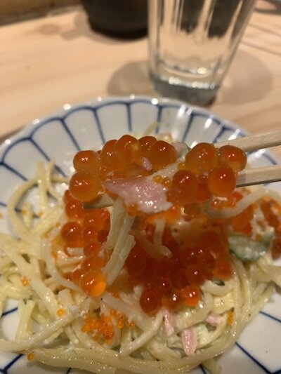 姫路　居酒屋　富井商店　いくらパスタ