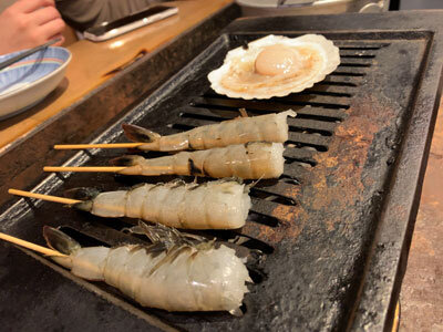 姫路　のれん街　浜焼き　寿司　○上水産　浜焼き