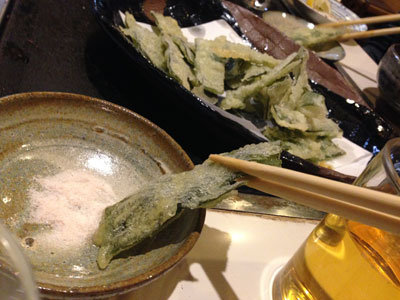 淡路 鉄板焼き ほたる わかめの天ぷら 塩
