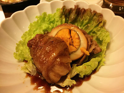 神戸 三ノ宮 居酒屋 味兵衛 夢前卵 肉巻き