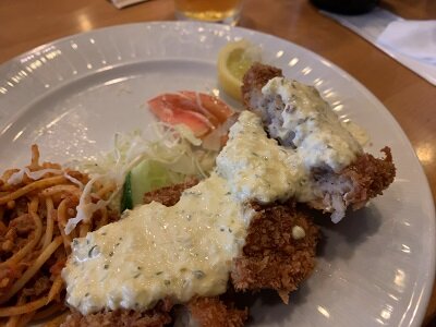 明石 魚住 洋食の店 ジューシー 白身フライ