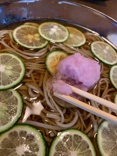 姫路　手打ちそば　のりくら　すだちそば　辛味大根