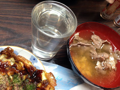 明石 玉子焼 たなべ 日本酒 熱燗