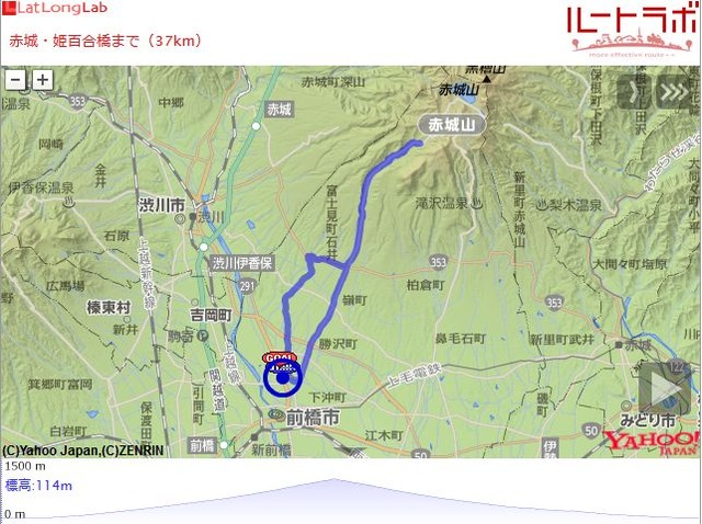 赤城・姫百合橋まで（37km）