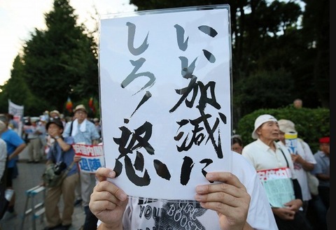 毎日新聞19日 アベ退陣デモ2