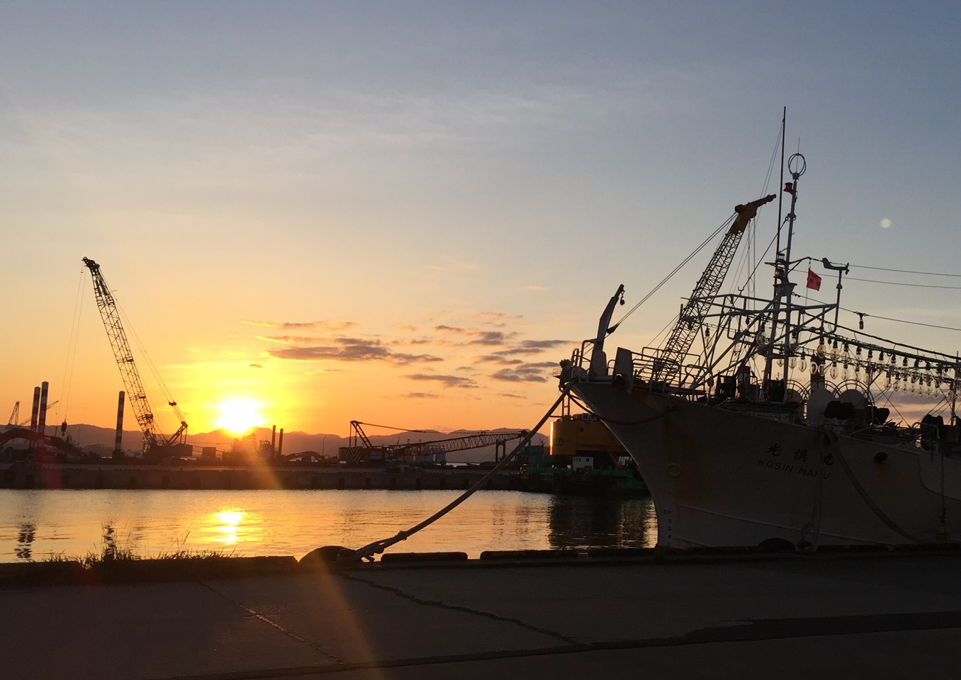 街の桜並木とイカ釣り船の夕陽 函館の飲み食い日記 Powered By ライブドアブログ
