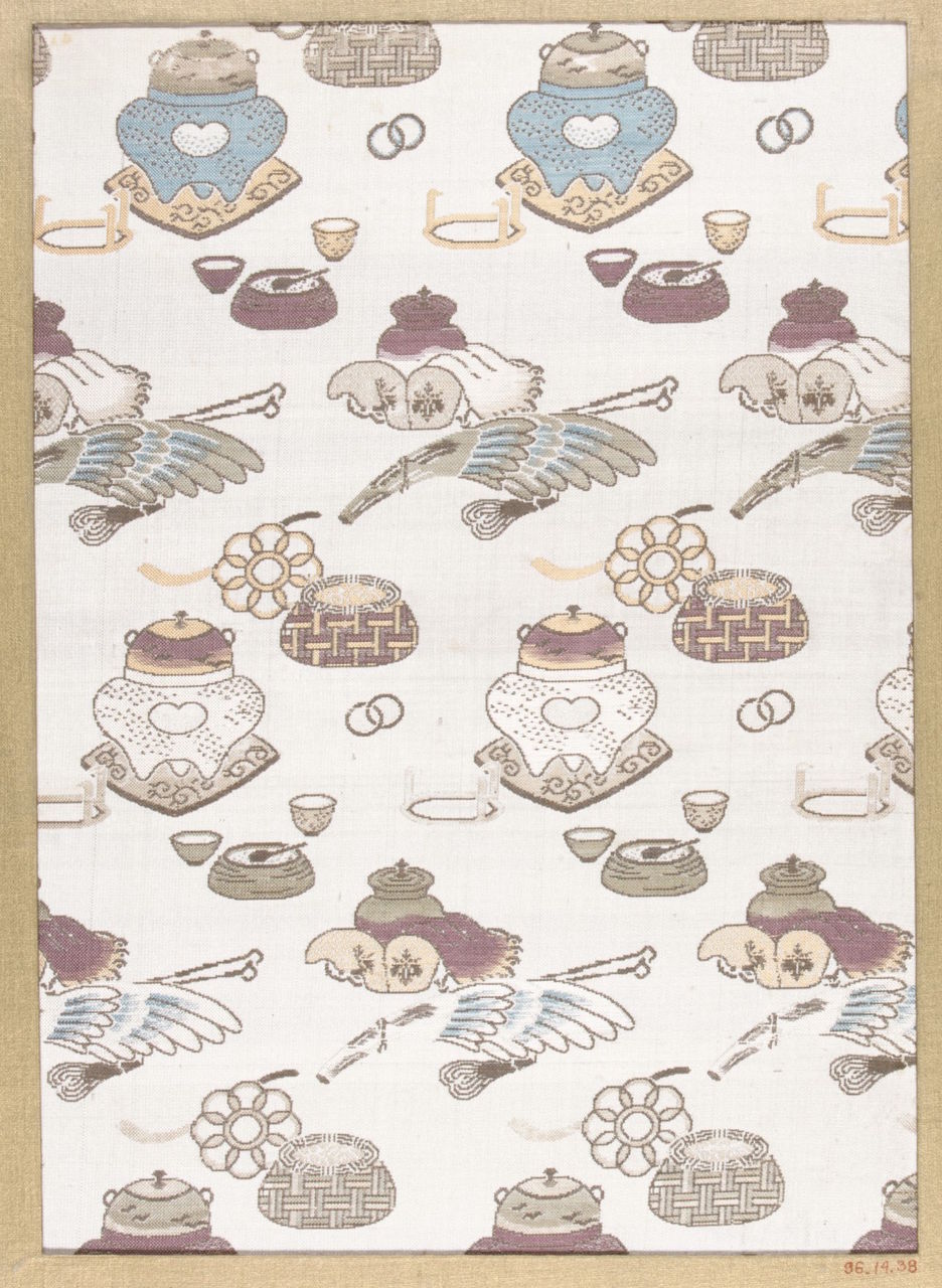 茶道具 江戸期 大型古材短冊掛 古裂装飾 裏透かし彫り『日月』☆時代物