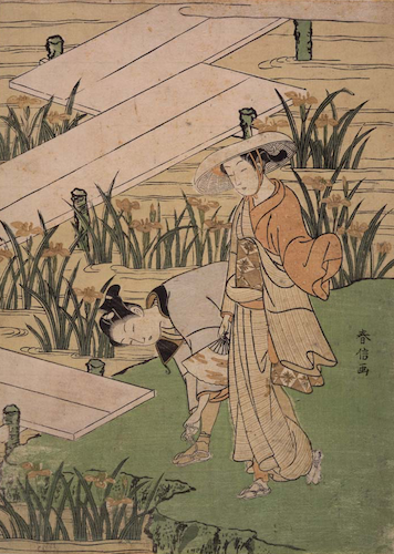 杜若と褄 着物のよろず 針箱