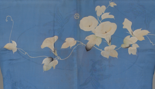 鯉が泳いでます♡ 洗える夏着物 【波と鯉とストライプ】撫松庵