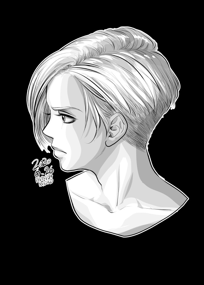 モノクロイラスト2枚 はまだまいこ 絵のブログ