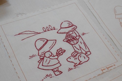 矢沢順子さんのキルト】レッドワークでスーちゃんの刺繍 : happy-go