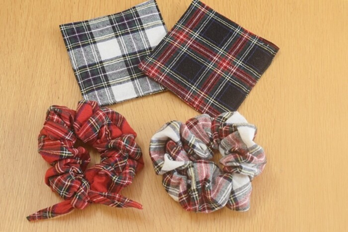 Seriaのハギレ】タータンチェック使い切り作戦！シュシュ＆コースター