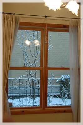外は雪