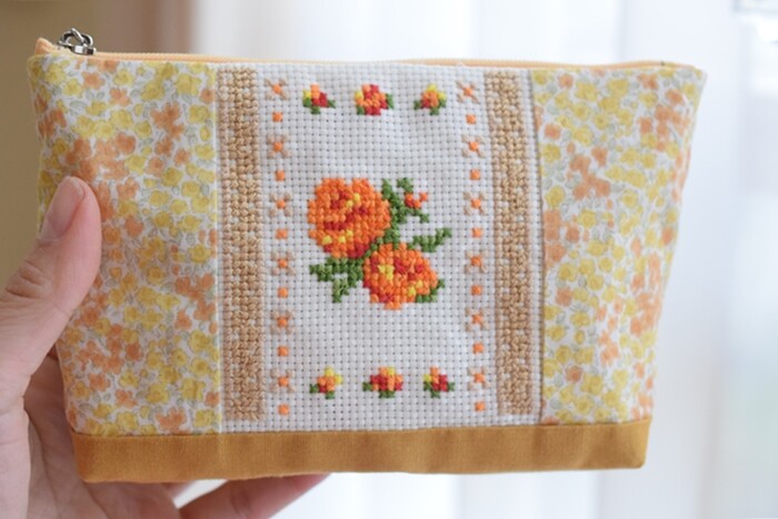 2日で完成】バラのクロスステッチのポーチを作りました♬ : happy-go