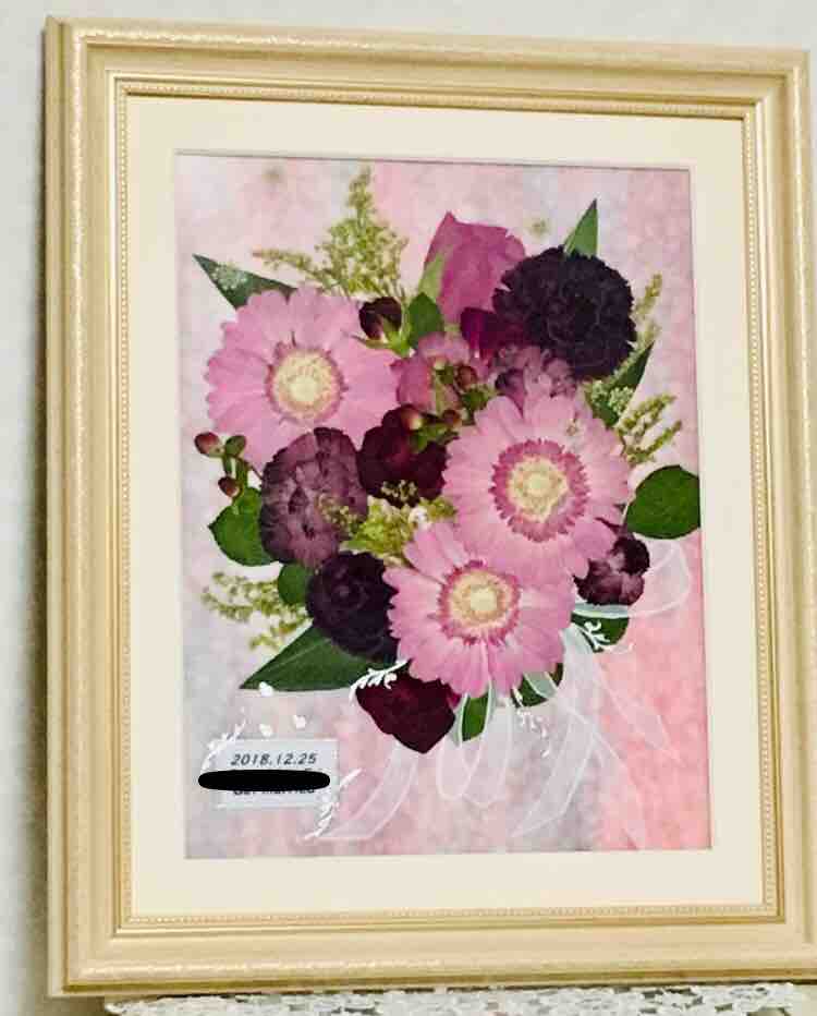 花束を押し花額に Hanabana Art