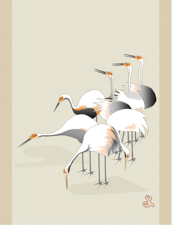 江戸時代☆琳派の画家・酒井抱一 筆作 群鶴図 琳派を