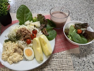 朝の健康食～庭のサラダ菜を使ったサラダ一番画像02