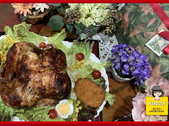 Xmasに鶏の丸焼き～買って並べるだけ簡単レシピ画像01by京都国際芸術協会CEO北洞院エリ子花前カレン（京都四条北洞院流華法道家元エリ子）＠京この頃ブログ