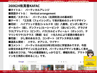 バーティカルアレンジ(2)／家元エリ子の生涯学習市民講座KAFAC画像01
▼画像クリックで1280x960pxlsに拡大＠北洞院エリ子花前カレン