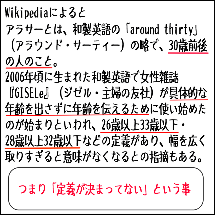 wikipediaによるアラサーの定義