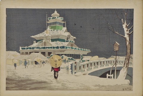 小林清親《海運橋　第一銀行雪中》明治9年(1876)頃