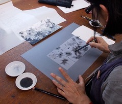 版に描画する様子