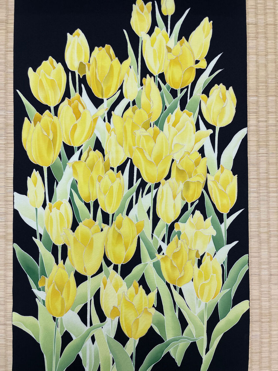 黄色いチューリップを描いた染帯 和を着る 楽しむ はんなりのブログ