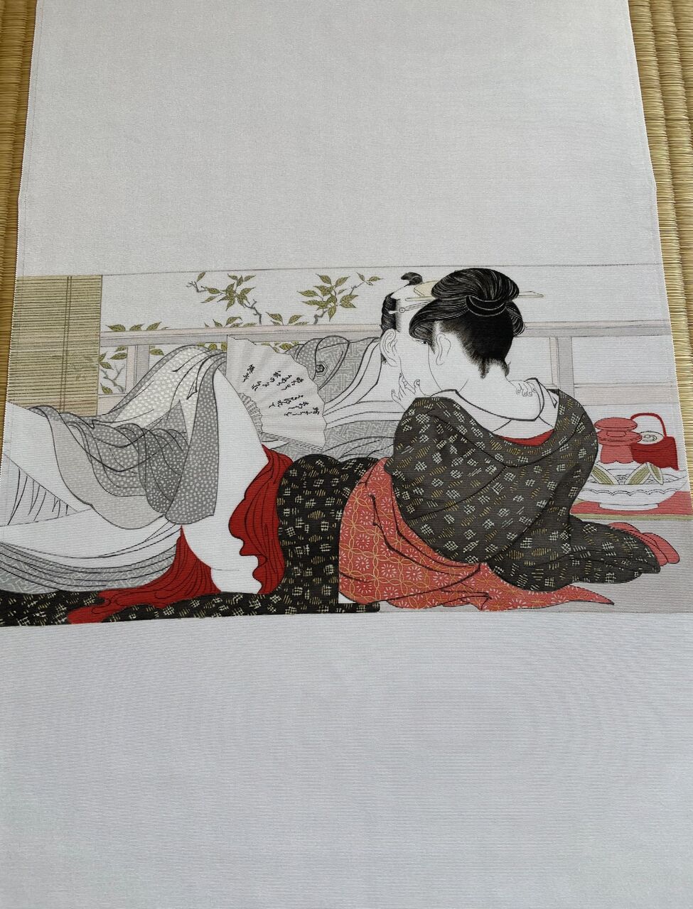 喜多川歌麿　春雨秋聲　春画 喜多川歌麿・「春画」・布地、染