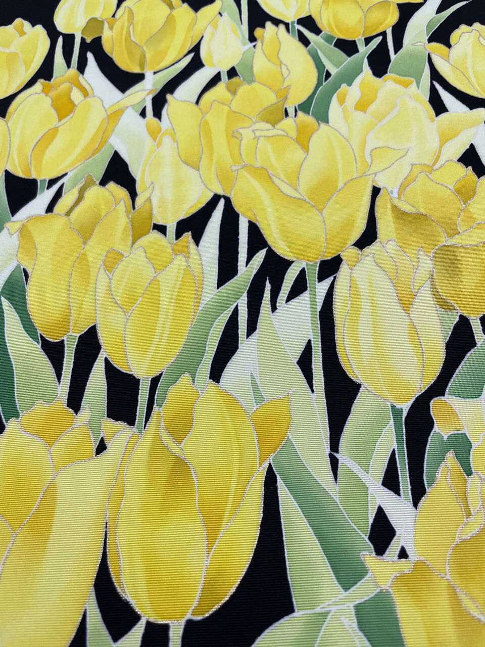 黄色いチューリップを描いた染帯 和を着る 楽しむ はんなりのブログ